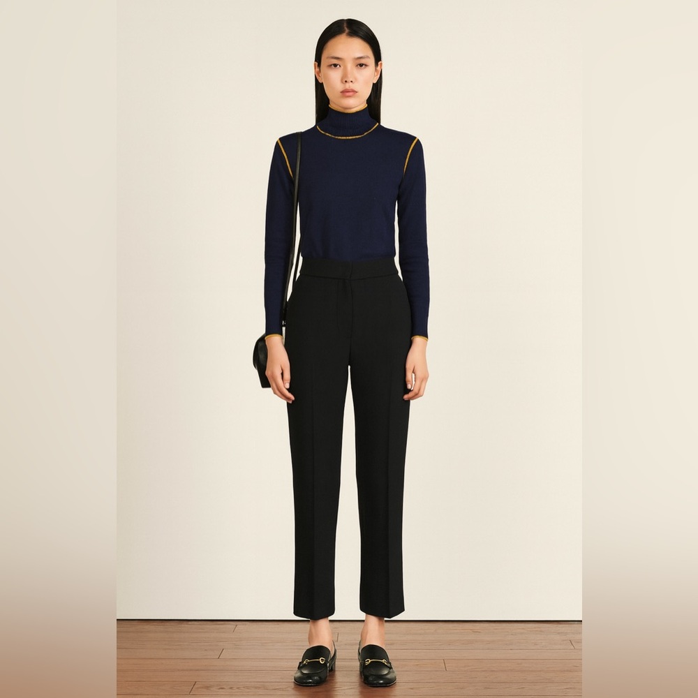 Sandro Paris Black Tailored Cropped Straight Leg Ankle Pants
